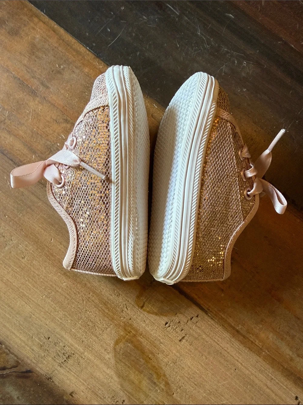 Keds Infant Sparkle Rose Gold Lace-Up Sneakers